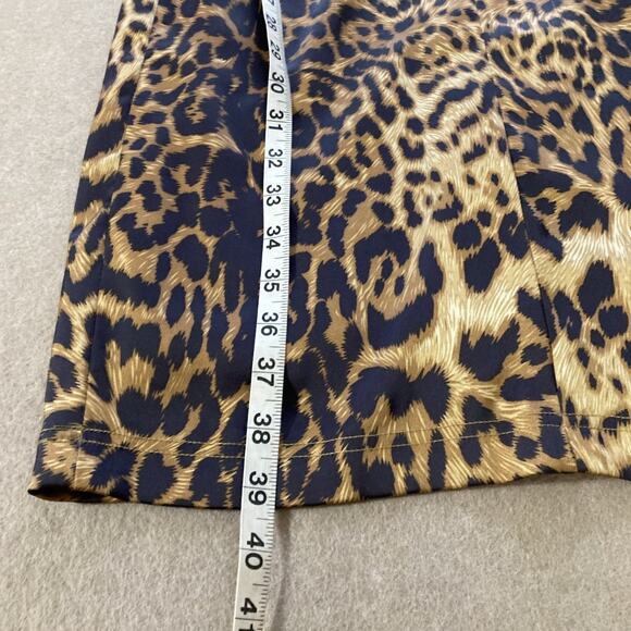 Tadashi Shoji Animal Print Sheath Dress Sz 4 Ruched Cap Sleeves Leopard Satin - Picture 9 of 12